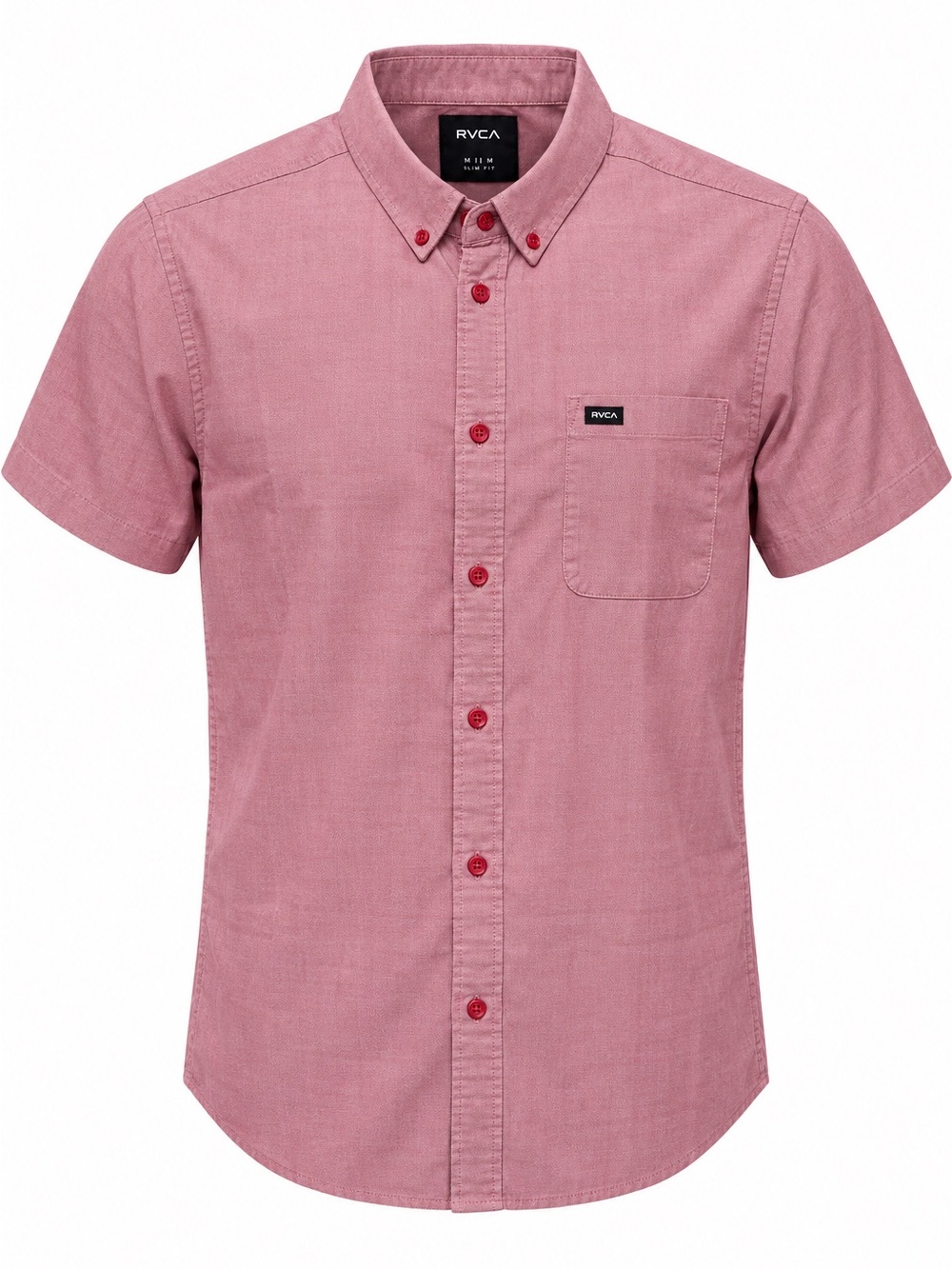 NWT RVCA Men’s That’ll Do Stretch SS Shirt Dusty Rose Pink Slim Fit M